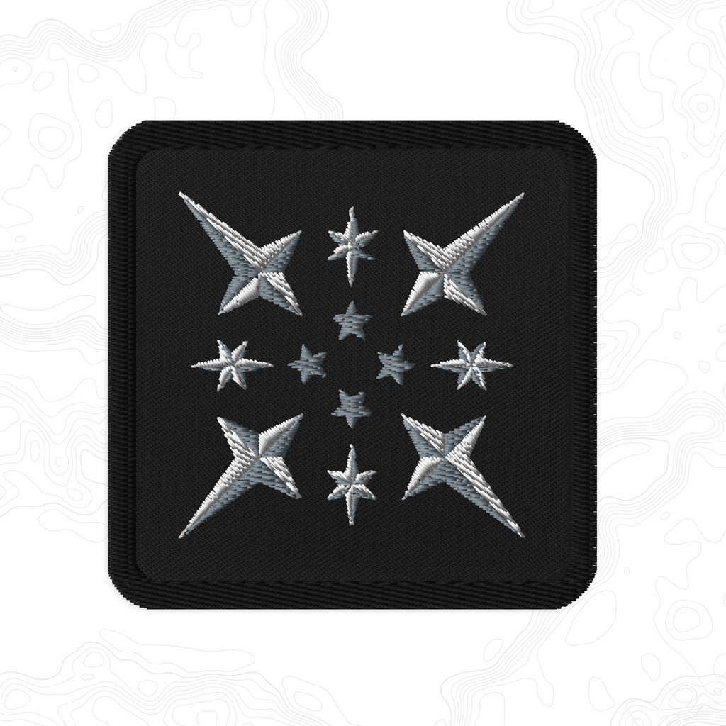 High King embroidered patch featuring silver stars on a black background.